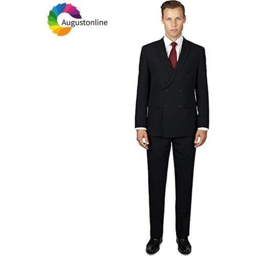 Black Double Breasted Men Suits For Wedding Groom Blazer Slim Fit Formal Prom Custom Made Tailored Tuxedo Costume Homme 2 Pieces