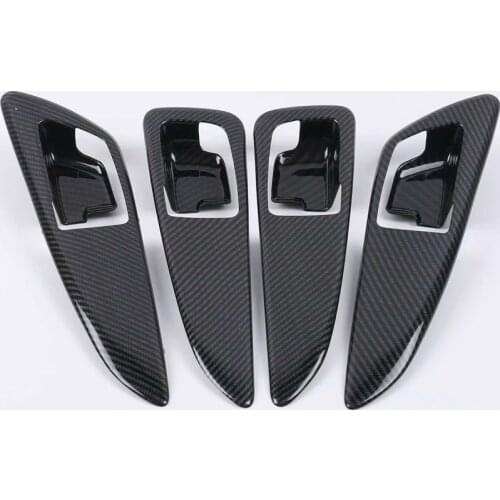 For Mitsubishi Eclipse Cross 2017-2019 2020 Carbon Fiber Door Handle Bowl Cover Trims Panel Frame Sticker Interior Accessories