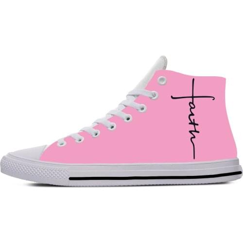 Faith Over Fear Christian Jesus Fashion Funny Casual Cloth Shoes High Top Lightweight Breathable 3D Print Men Women Sneakers