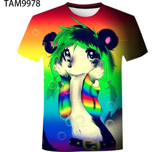2021 Youth Man/Women T-Shirts Colorful World 3D Print Childrens Anime Summer Harajuku Casual Round Neck Short Sleeve Top