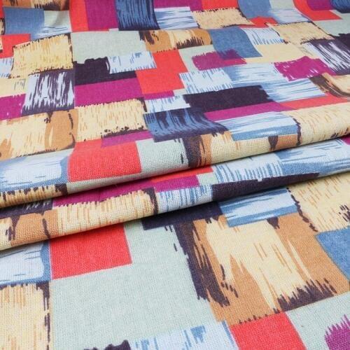 Nanchuang Geometric Printed Cotton Linen Fabric For Quilting Sewing DIY Sofa Table Cloth Furniture Cover Curtain Cushion Fabric