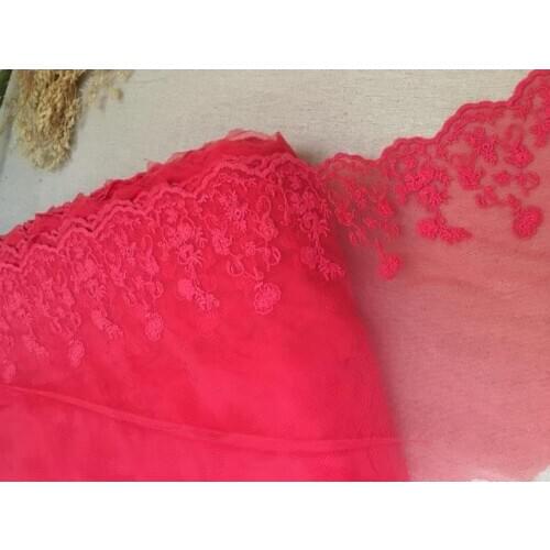 Red DIY handmade accessories net yarn lace Cotton embroidery lace width 20CM