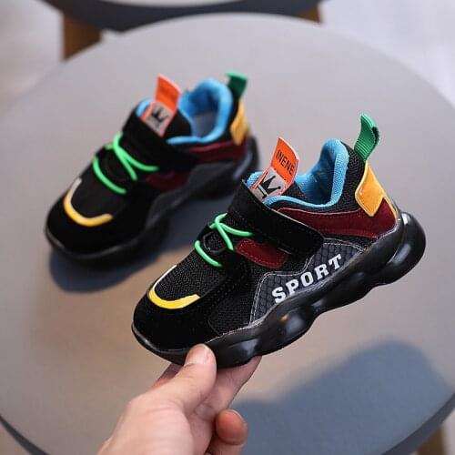 Spring Children Casual Shoe Unisex Toddler Boy Girl Velcro Sneaker Spring Non-slip Buffer Shock Mesh Breathable Fashion Kid Shoe