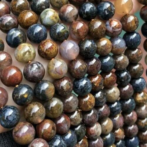 AAAAA No Dye Natural Pietersites Stone Loose Round Beads Natural Genuine Brown Pietersites Stone Round Loose Gem Stones Stone