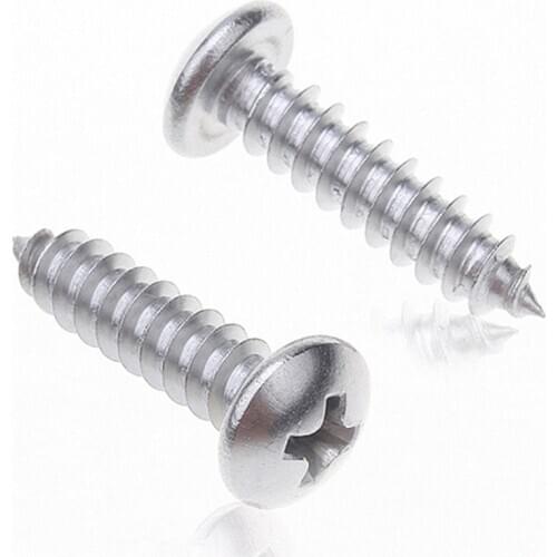 M2 M2.2 M2.6 GB/T845 Pan Head Self Tapping Screws Sheet Metal Screws Phillips Drive A2 304 Stainless Steel Length 4 -20mm