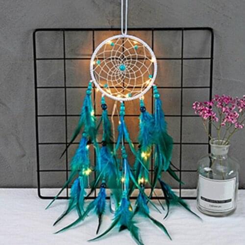 Mini Car Pendant Blue Feather Dream Catcher Home Decoration Wind Chimes Girl Room Wall Hanging Ornament Student Graduation Gift