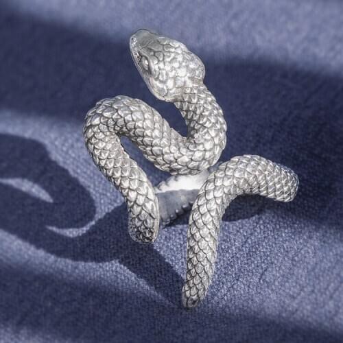 Solid 999 Sterling Silver Men Women handmade snake ring rings jewelry gift A4548