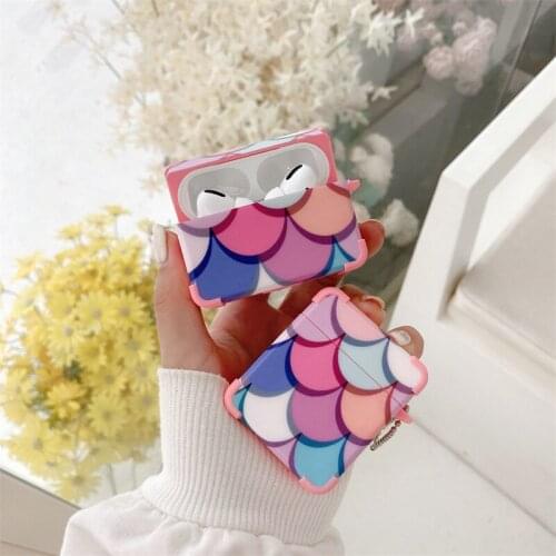 Soft silicone colourful scale earphone cover for airpods 1 2 bluetooth wireless earphone protective case for airpods pro 3