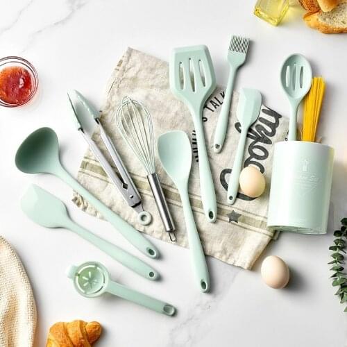 JANKNG 12 Pcs Kitchen Silicone Cooking Utensils Set Non-stick Cookware Easy Clean Shovel Spoon Soup Kitchenware Cooking Tool Set