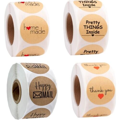 Homemake Thank You Stickers with Red Heart Happy Mail Stickers for Baking Hand-loving Envelope Decoration