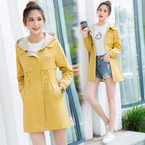 New spring and autumn Korean fashion hooded Trench womens winter plus velvet thickening long paragraph wild windbreaker coat