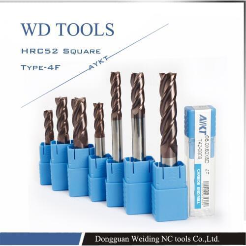 New 10pcs/set 5mm Four Flutes Solid Carbide End Mill ALTiN Coat, CNC Milling Cutter Bits for Metal Cutting