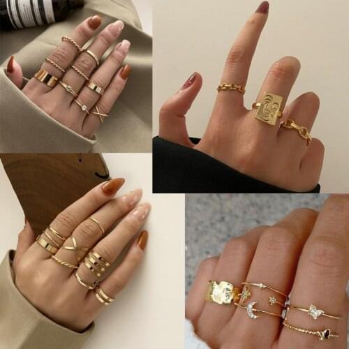 Europe and the United States 2021 New Open Metal Ring Jewelry DIY Joint Retro Creative Ring Set Modern Women Jewelry