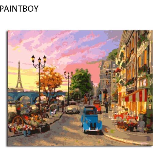 PAINTBOY Landscape Framed Pictures Painting By Numbers Painting and Calligraphy DIY Coloring By Numbers on Canvas