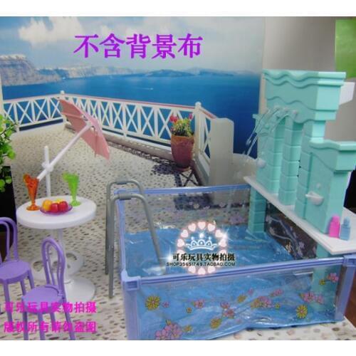 Genuine for princess barbie beach chair dream house furnitur 1/6 bjd doll accessorie summer pool set toy gift