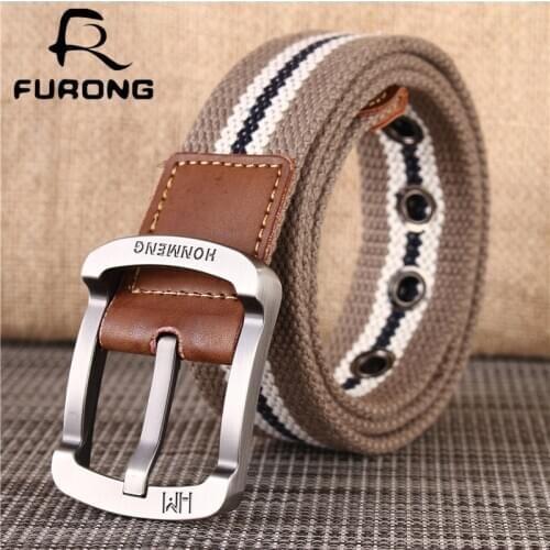 FURONG Canvas Belt for Men Striped Military Belts Outdoor Adjustable Heavy Duty Training Waist Belt High Quality R052