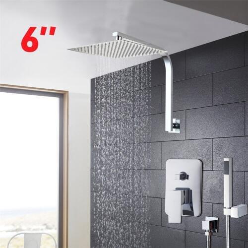 Luxury Bathroom Bath Shower Faucet Set 6 Inch Atomizing And Rainfall Shower Head Single Handle Wall Mounted Shower Faucets