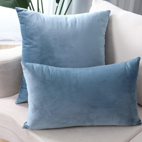 Luxury Blue Velvet Cushion Cover 45*45/30*50cm Pillow Case Green Yellow Pink Gray White Black Home Sofa Decorative Pillows Throw