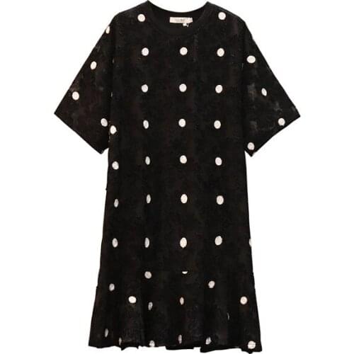 Wave Point Dot Black Casual Vestidos Elegant Harajuku Trendy Robe Vacation Party Mini Dress Plus Size Dress Women