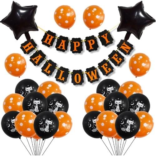 Happy Halloween Party Aluminum Film Cartoon Balloon Letter Banner Ghost Pumpkin Holiday Bat Ghost Halloween Set Decoration Toy