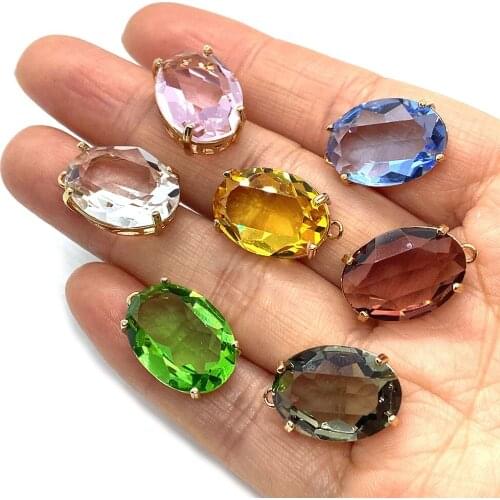 Charms for Jewelry Making ,Oval Pendant, Multiple Colors, 5PCS Metal Crystal Jewelry, Girl Necklace and Earrings Diy Accessories