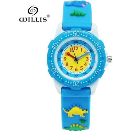 WILLIS Brand Silicone 3D Latest Watches Style Quality Waterproof Kids Watch Dinosaur Strap Design Watches Students Boy Children