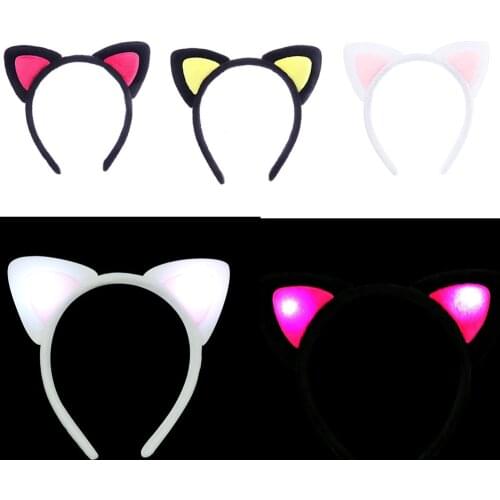 Led Cat Ear Headbands Christmas Lights Fashing Hairbands Kids Halloween Birthday Party Dance Prom Decorations Hair Accessories