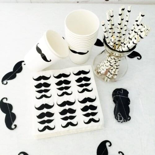 Little Man Theme Photo Prop Moustache Banner Giant 38" Mustache Balloon Mustache Latex Balloon Cup Stickers Napkins Straws Decor