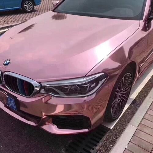 TSAUTOP 1.52x18m rose gold High Stretchable Mirror Chrome car sticker vinyl wrap
