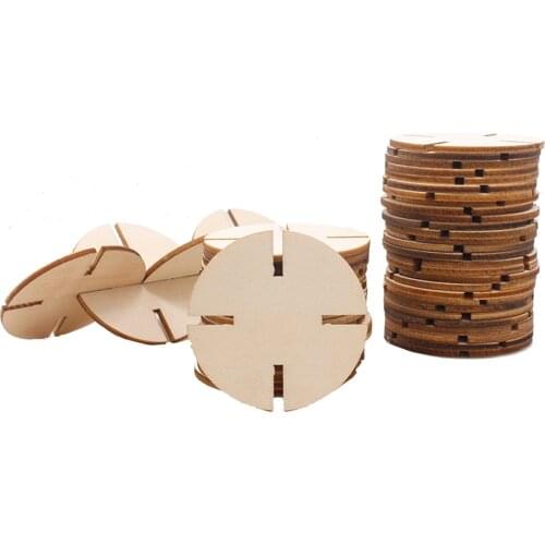 10PCS Unfinished Wood Puzzle Embellishments Wood Slices Ornaments for Wedding DIY Arts Crafts Card Making