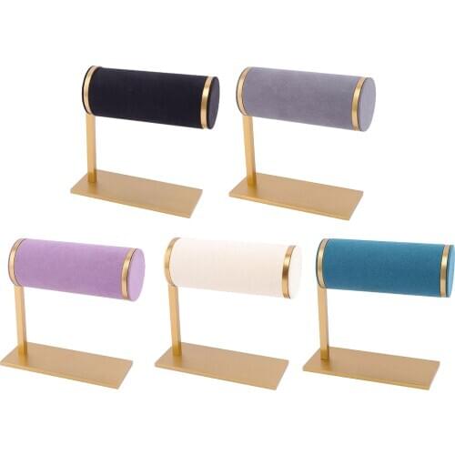Metal Base Jewelry Display T-bar Velvet Jewelry Organizer Bangle Watch Bracelet Chain Holder Organizer Show Hair Band Storage