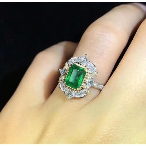 100% Natural And Real Emerald Ring Gemstone Wedding Engagement Rings for Women Fine Jewelry Gift Wholesale