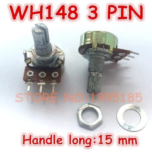 10pcs/lot WH148 5K OHM B5K Pot 3PIN 15MM Linear Taper Rotary Potentiometer 5KB B5K
