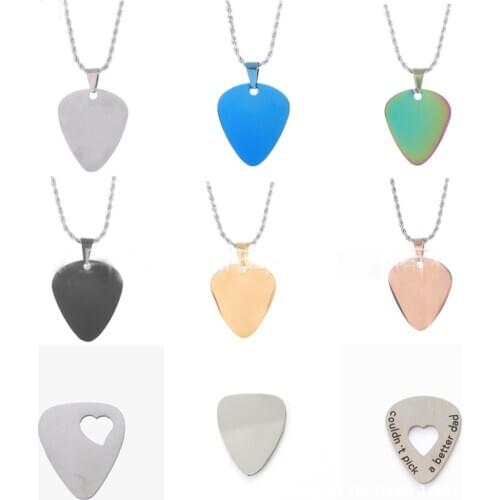 100 Pcs/Lot Wholesale Guitar shaped Stianless Steel Necklace Pendant Blank Dog Cat Tags Pet Accessories