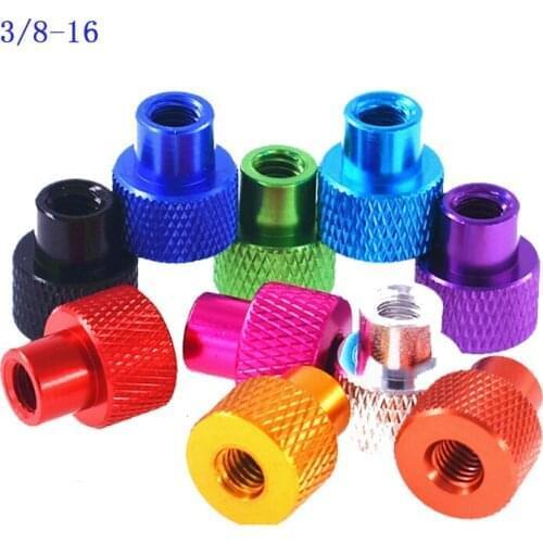 2pcs/lot 3/8-16 UNC Aluminum Alloy Through Hole Hand-Tighten Nut Knurled Anodized Colorful Step Nuts