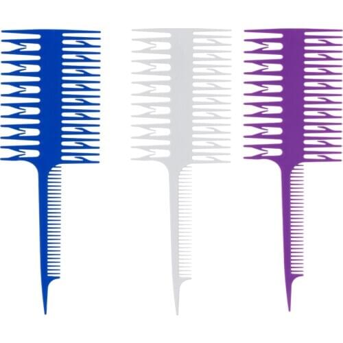 3 Way Weave Balayage Dyeing Highlighting Microbraiding Sectioning Hair Comb Hair Dye Comb Foiling Comb for Salon Barber