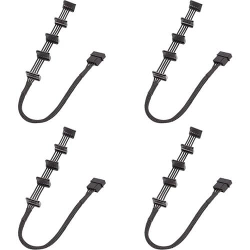 4 Pcs Practical Durable PC Server 4 Pins IDE for Molex 1 to 5 SATA Power Cable Adapter Splitter Cables 18AWG