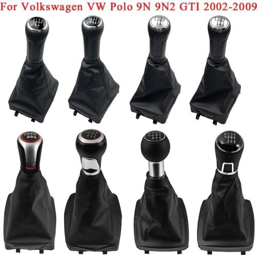 5/6 Speed Car Styling Gear Shift Knob Lever Shifter Gaitor Leather Boot Cover Case For Volkswagen VW Polo 9N 9N2 GTI 2002 - 2009