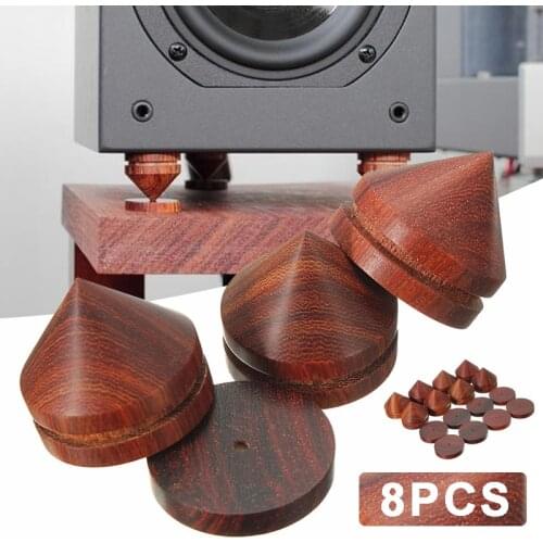 8pcs 23mm Rosewood Speaker Spike Shockproof Speaker Isolation Cone Stand Feet With Base Pad Self-adhesive Film Mayitr