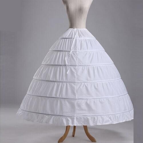 Ball Gown White Women Pettcoats Crinoline 6 Hoops Organza Petticoat Underskirt For Ladies Wedding Accessories