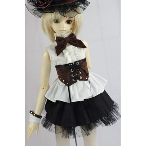 G10-X046 children toy BJD DD SD MSD 65cm 1/3 1/4 1/6 dolls props Accessoriess clothes brown Bow paurty dress 1pcs