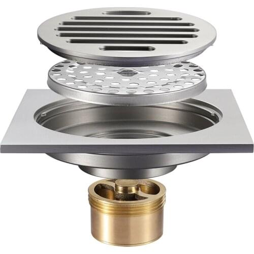 HIDEEP Bathroom Floor Shower Drain Waste Floor Drain Anti-Odor Bathtub Shower Drainer Stainless Steel Square Drainage