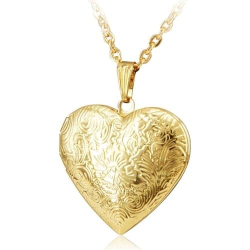 ERLUER Photo Love Heart Box Pendant Necklace Vintage Fashion Jewelry Gold Locket Necklace For Women Men Chirdren Christmas Gift