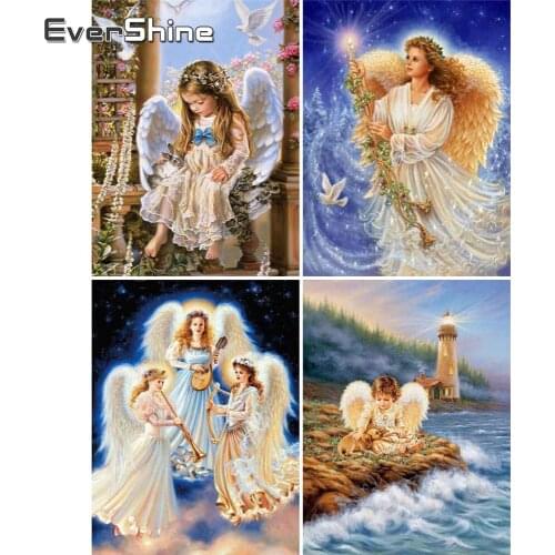 Evershine 5D Diamond Painting Angel Full Square Set Diamond Embroidery Cross Stitch Full Set Portrait Diamond Mosaic Decoration