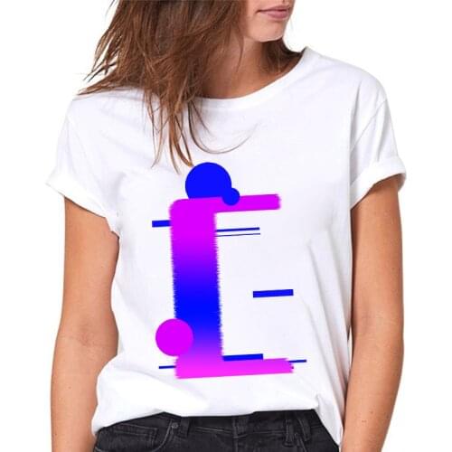 Summer Women T-shirts 26 English Alphabet C Print Ladies Tshirt 90s Retro Harajuku Casual Female Tee Tops fashion Female T shirt