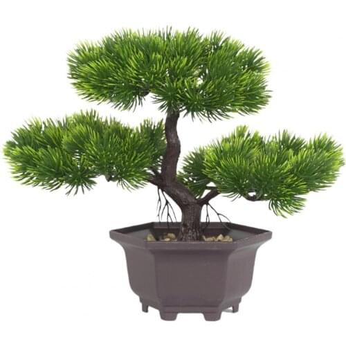 Artificial Plant Bonsai Realistic Beautiful Ornamental Simulation Pine Needles Cypress Plants Bonsai Home Living Room Decoration