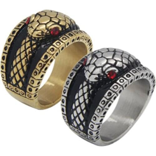 Support Dropship Newest Size 7-14 Snake Cool Ring 316L Stainless Steel Fashion Jewelry Animal Cobra Ring