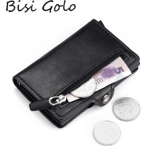 BISI GORO Short Card Wallet PU Leather Card Holder RFID Blocking Money Bag Safety Multifunctional Card Case for Men and Women