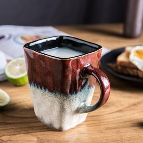 Cool coffee mug Handmade color ceramic mug Great Metamorphosis color cup Irregular Square mouth cup Personalized gift