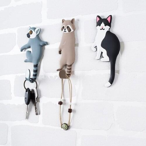 Animal cartoon hook no trace creative door hook multi-function new non-marking viscose refrigerator stickers dual-use of 3 packs